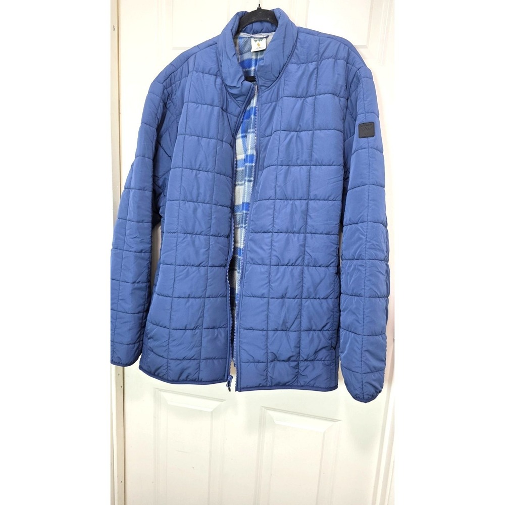 Voyager Men's XXL Blue Quilted Full-Zip Jacket Plaid Fleece Lining Lightweight - Picture 7 of 8